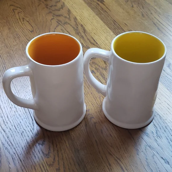 New! Rae Dunn Set Of Two Beer Steins Cerveza And Viva La Fiesta - Picture 4 of 6